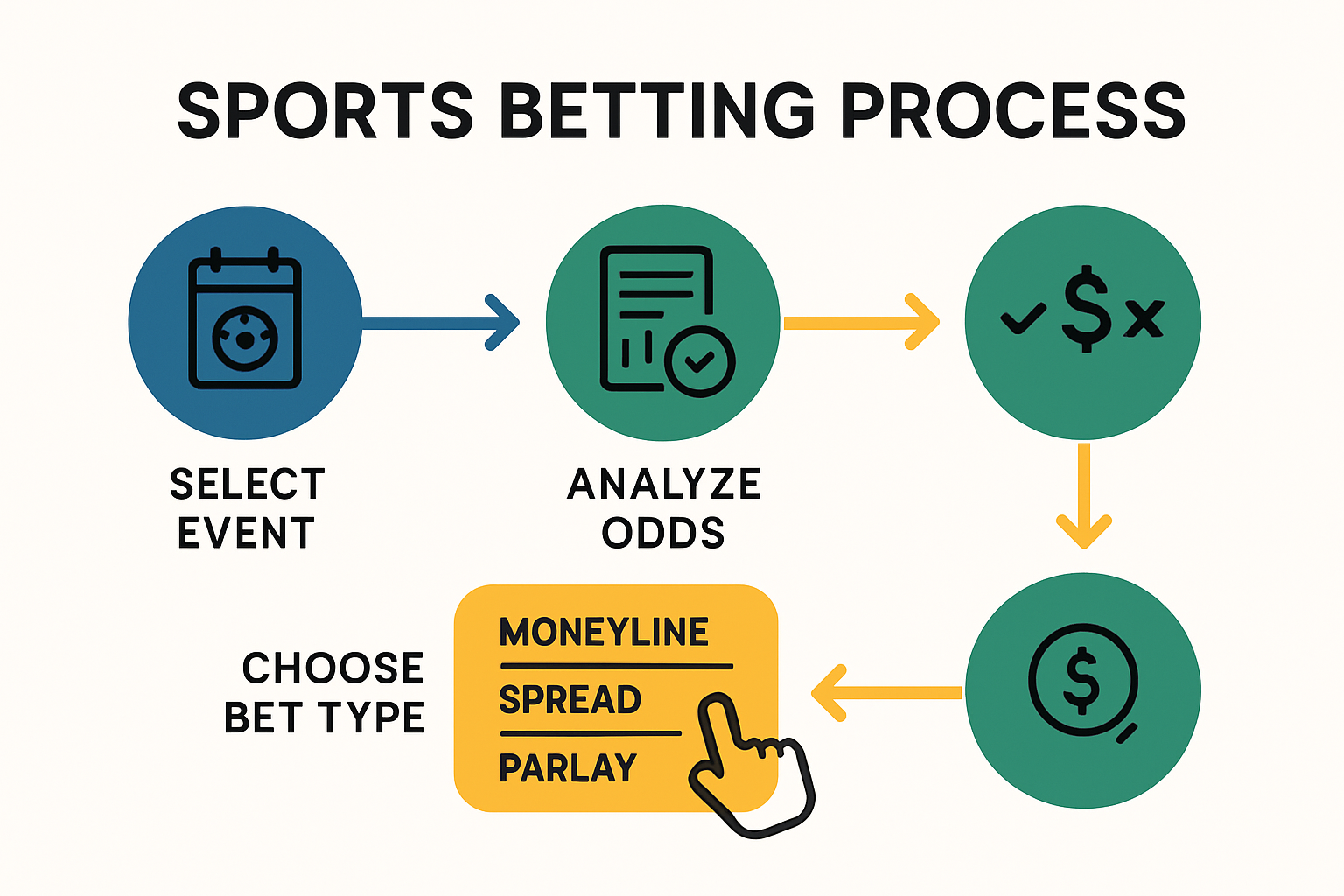 Sports betting process step-by-step infographic