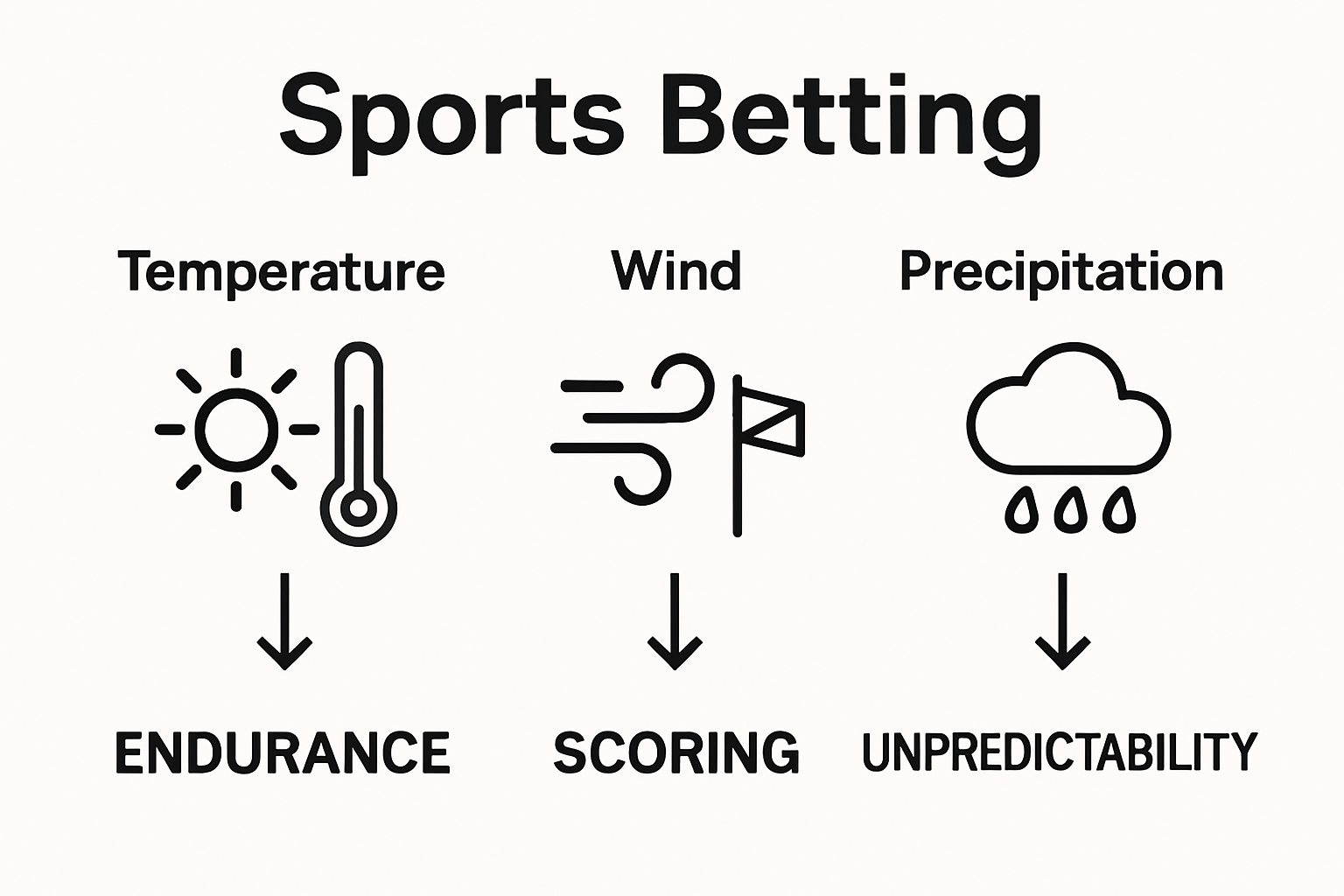 Infographic showing weather factors and their effects on sports betting outcomes