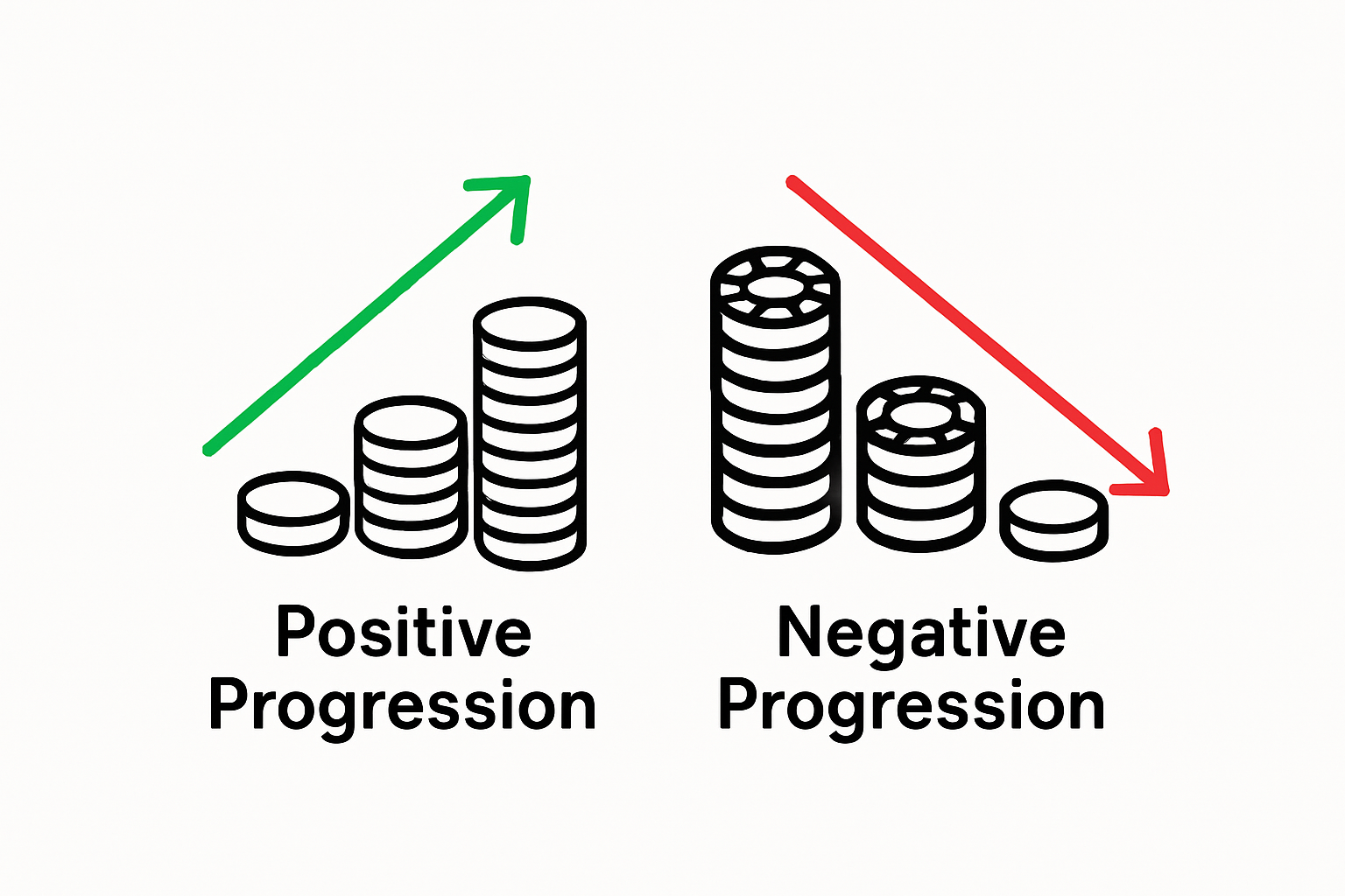 Positive vs negative progression betting infographic