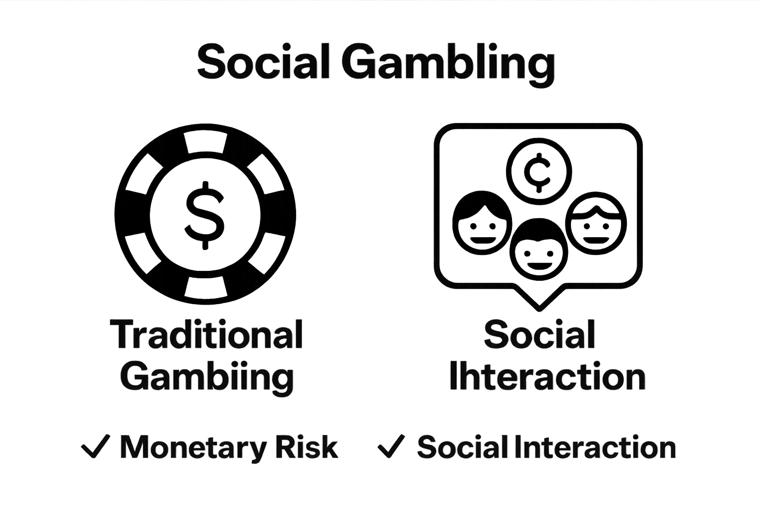 Infographic comparing traditional gambling and social gambling
