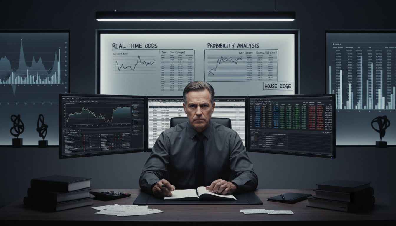 Bookmaker reviewing odds and house edge calculations
