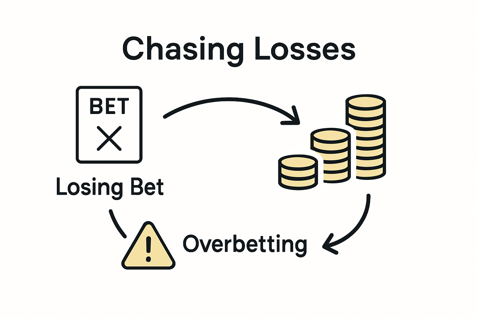 Infographic showing chasing losses cycle in betting
