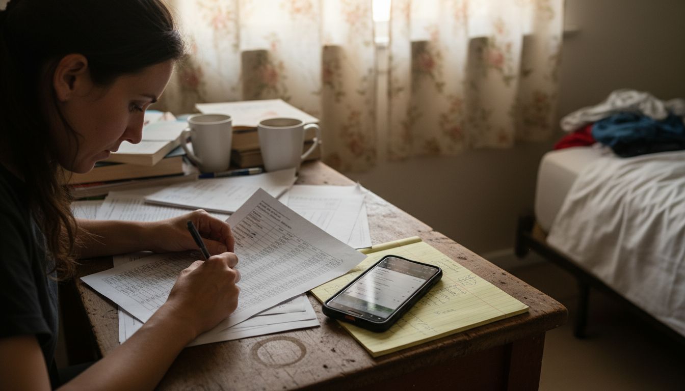 Woman analyzing player stats at desk