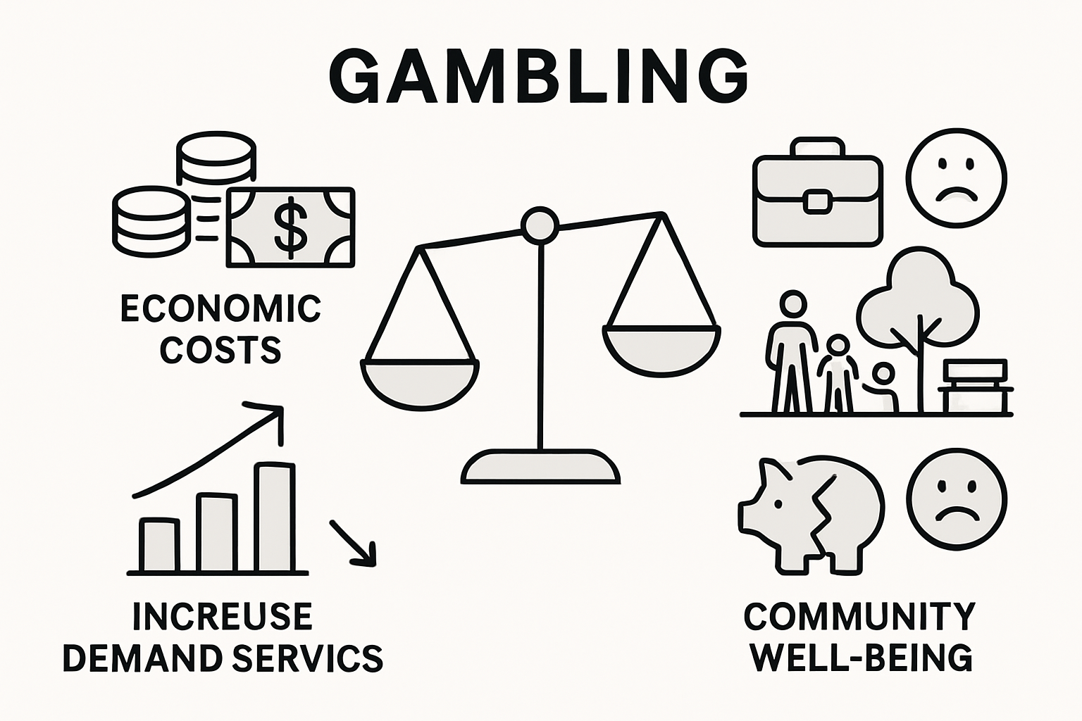 Infographic comparing gambling’s economic and social effects