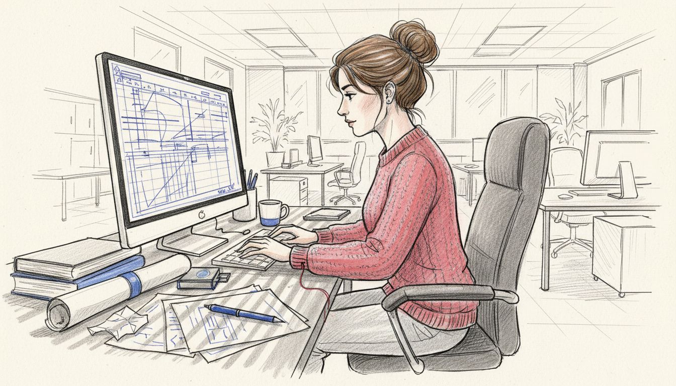 Woman assembling indoor climate spreadsheets