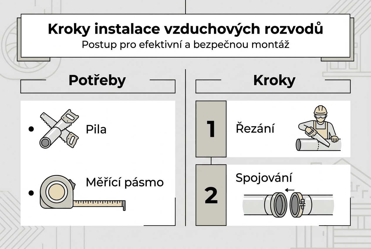 Přehledná infografika postupu při instalaci rozvodů