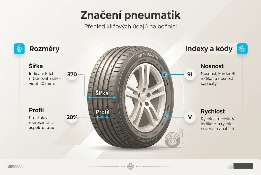 Přehledná infografika: základní pojmy ze světa označování pneumatik