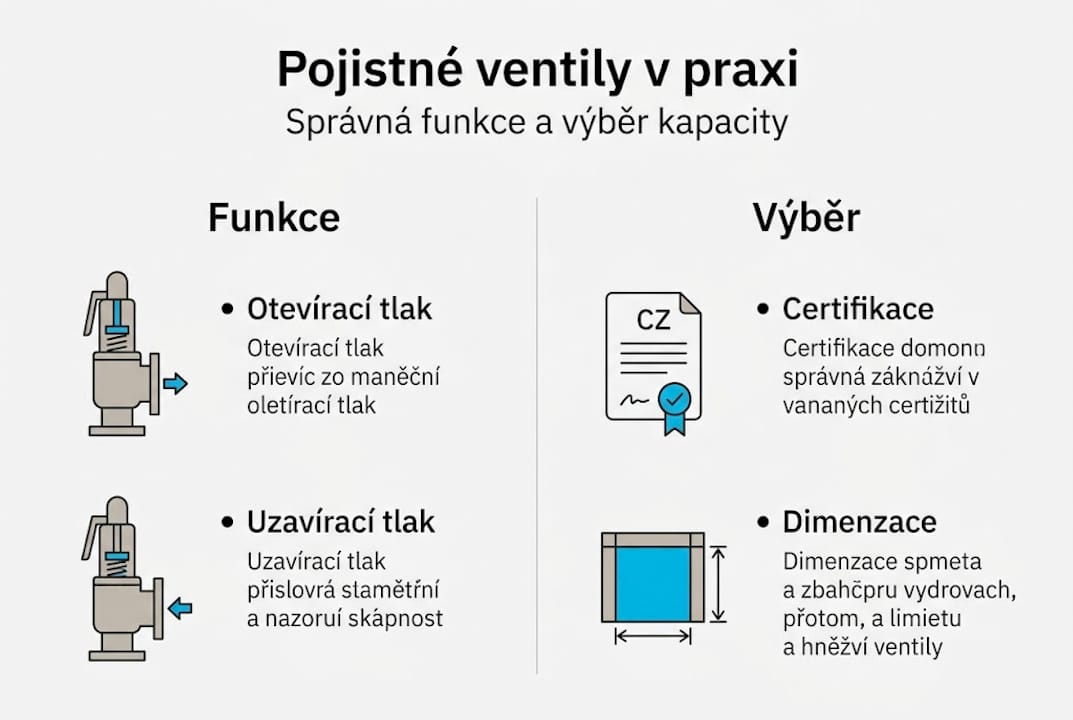 Infografika: Jak vybrat správný pojistný ventil – funkce, typy a potřebná kapacita