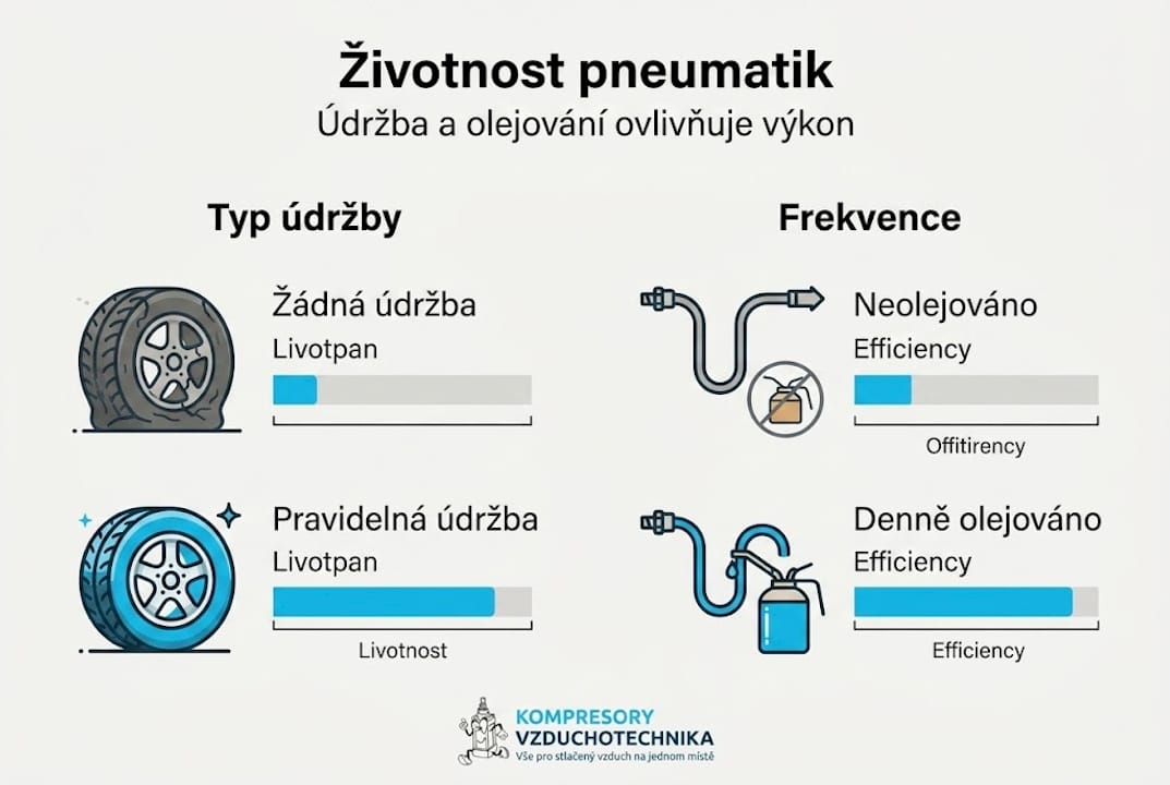 Přehled údržby a životnosti pneumatik v infografice