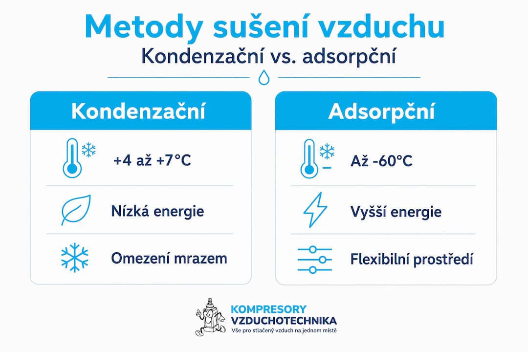 Infografika: Jaký je rozdíl mezi kondenzačním a adsorpčním odvlhčováním
