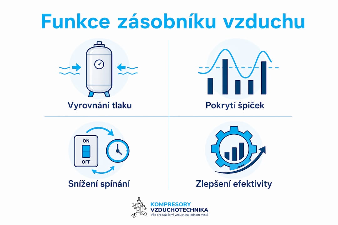 Přehledná infografika ukazuje, k čemu všemu slouží vzduchový zásobník.