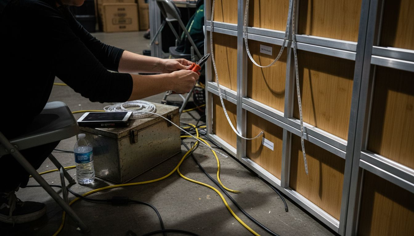 Booth setup highlights sustainable energy features