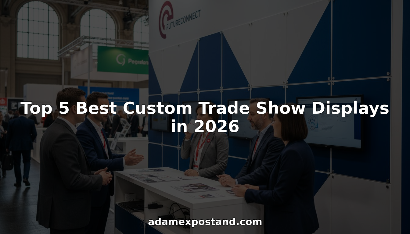 Trade show managers at custom exhibition booth