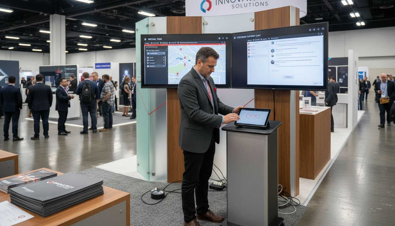 Hybrid exhibition stand at busy trade show