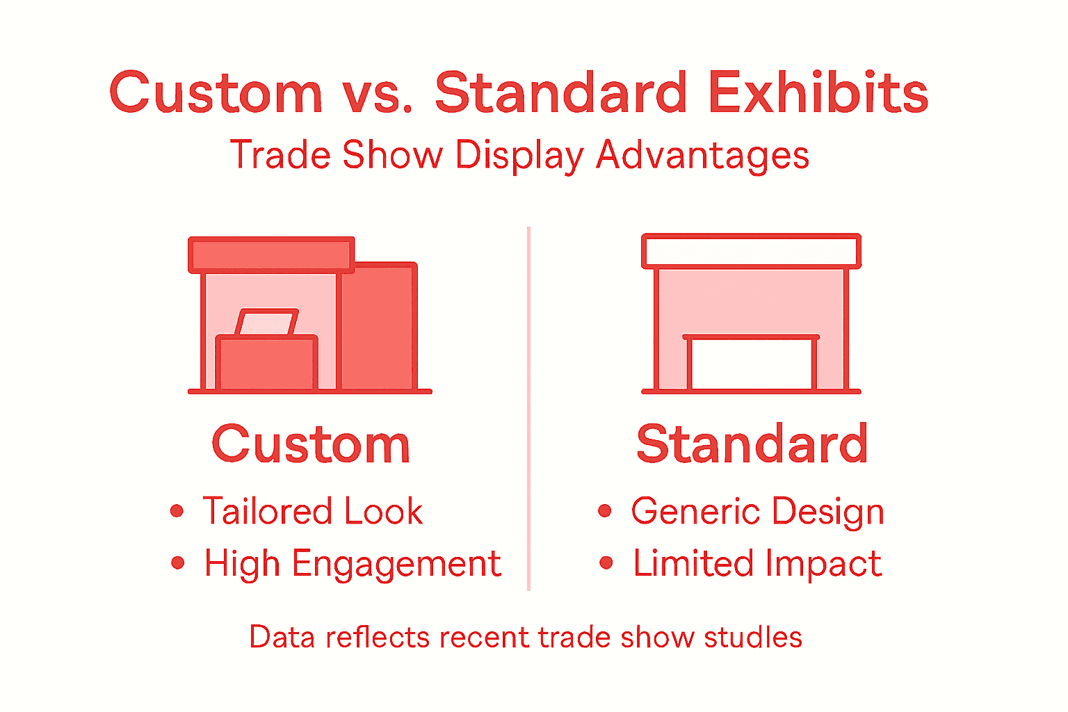 Infographic comparing custom and standard exhibits
