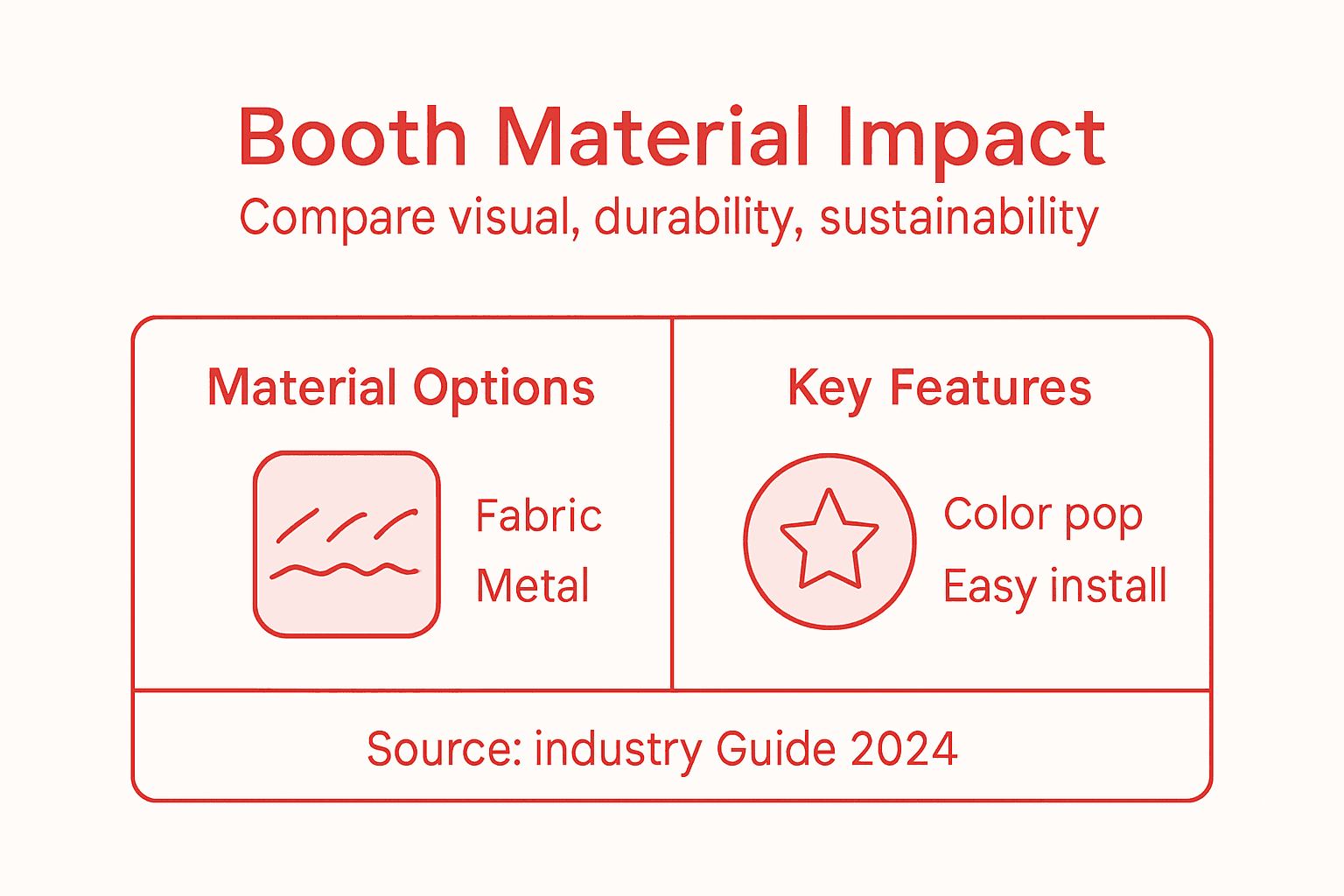 Infographic showing booth material comparison factors