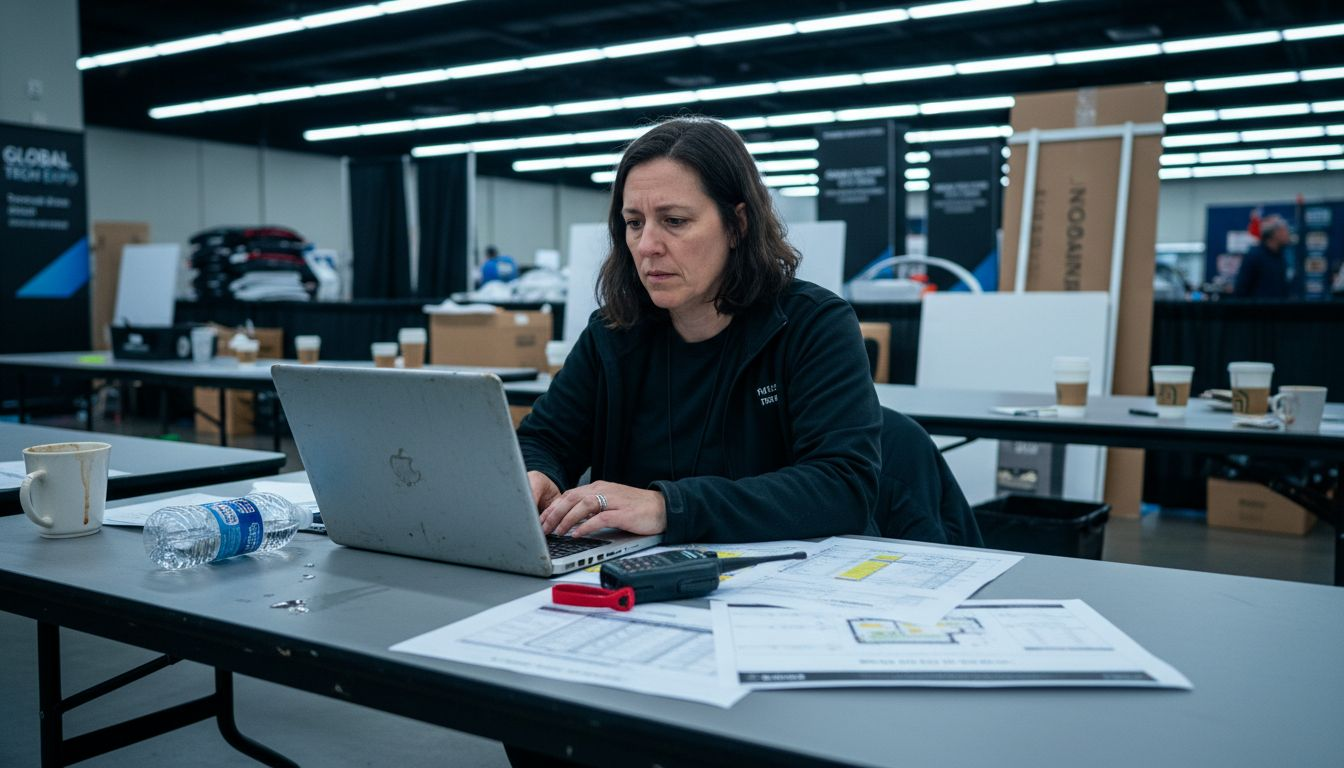 Event manager multitasking with logistics backstage