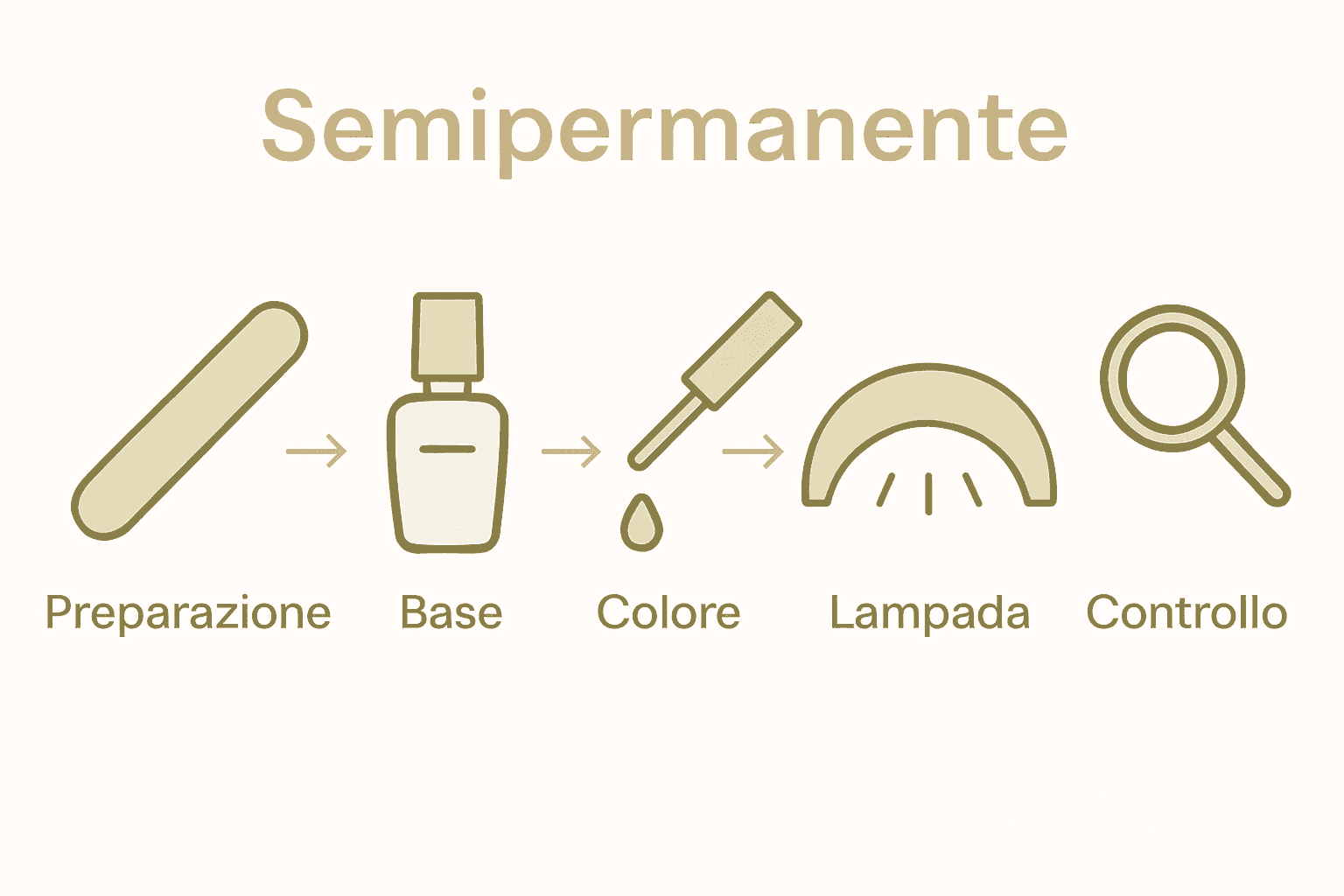 Infografica con 5 step della manicure semipermanente