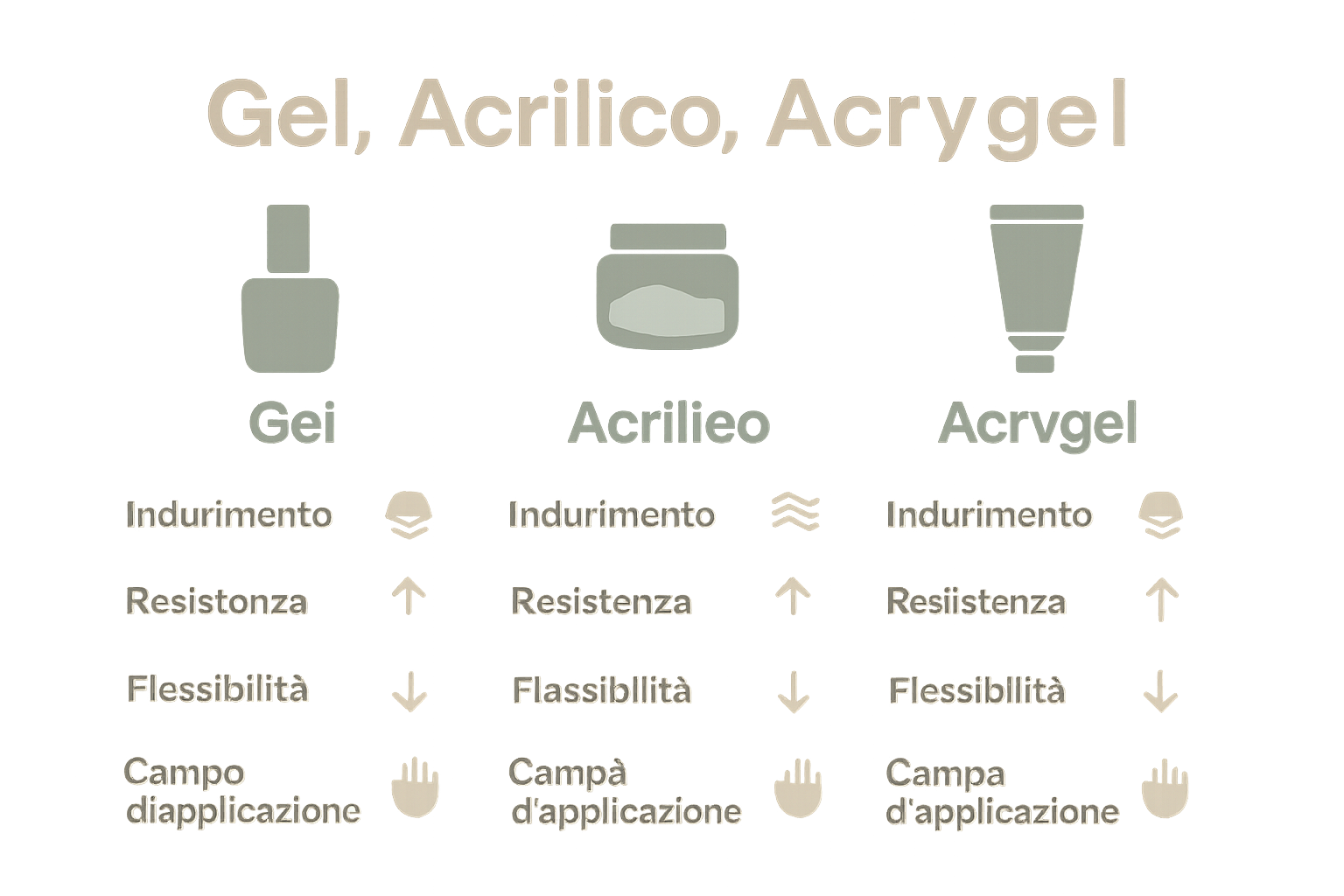 Infografica confronto gel, acrilico e acrygel