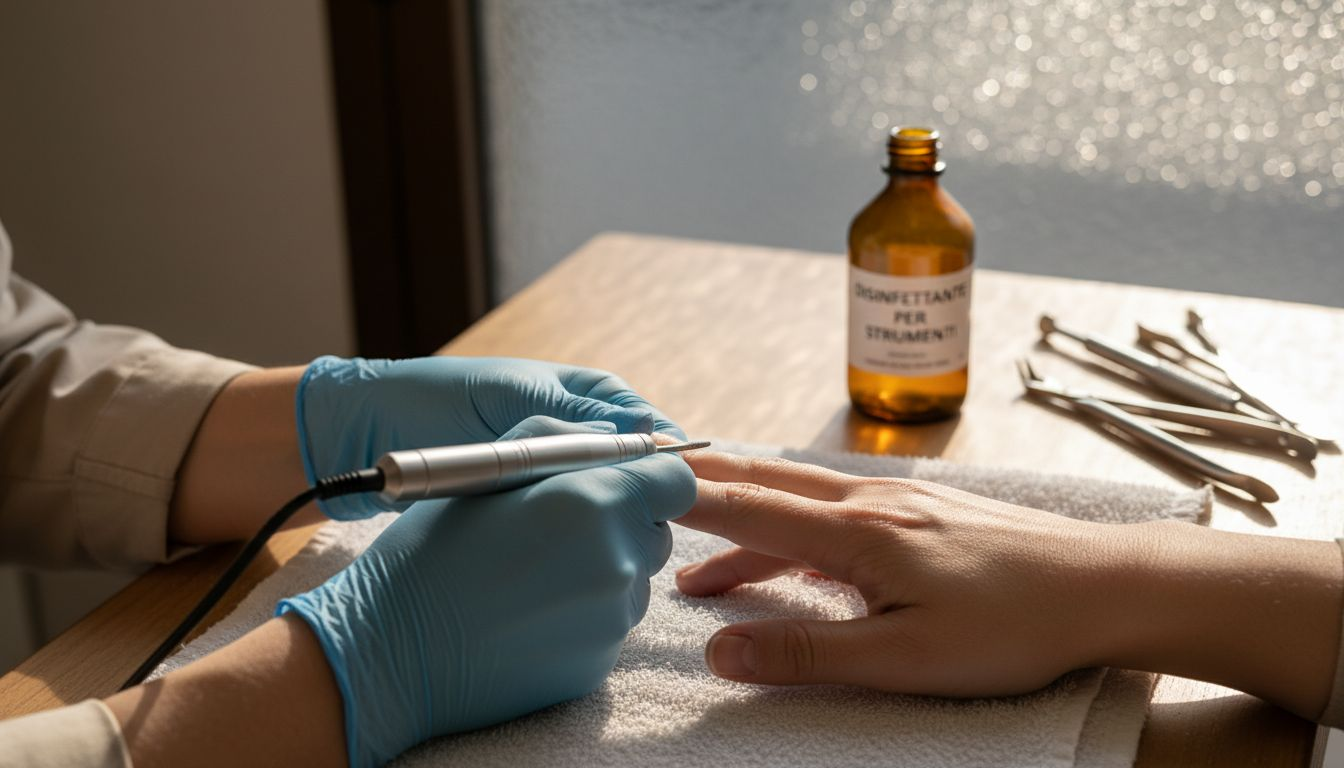 L’estetista si prende cura delle cuticole delle mani della cliente.