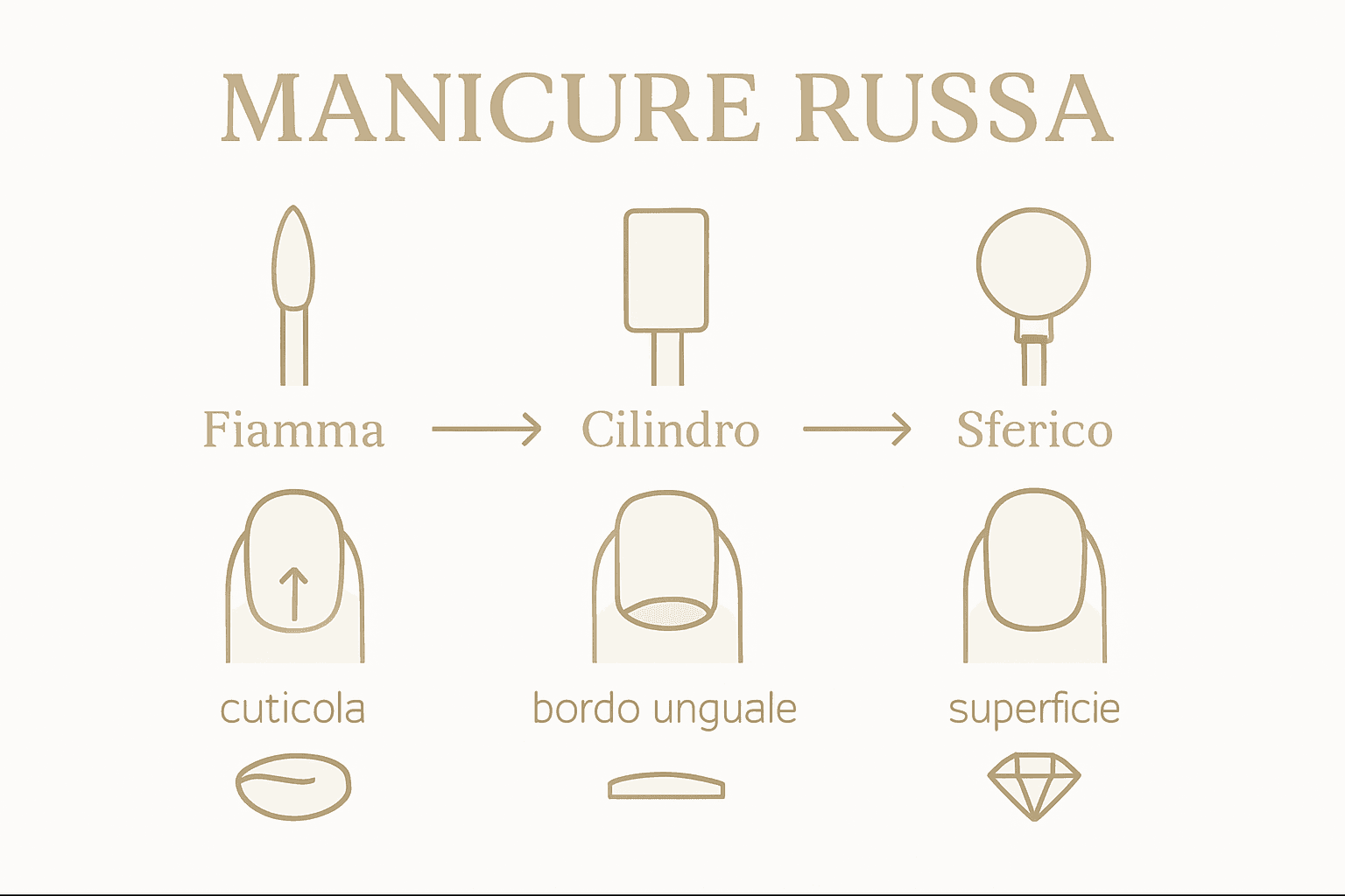Guida illustrata alle punte per fresa utilizzate nella manicure russa
