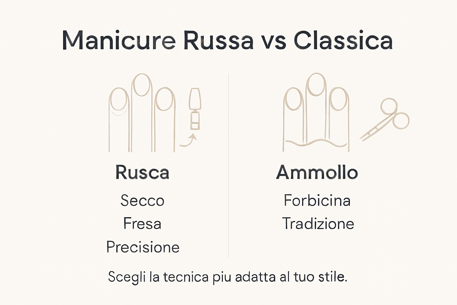 Infografica: tutte le differenze tra manicure russa e manicure classica