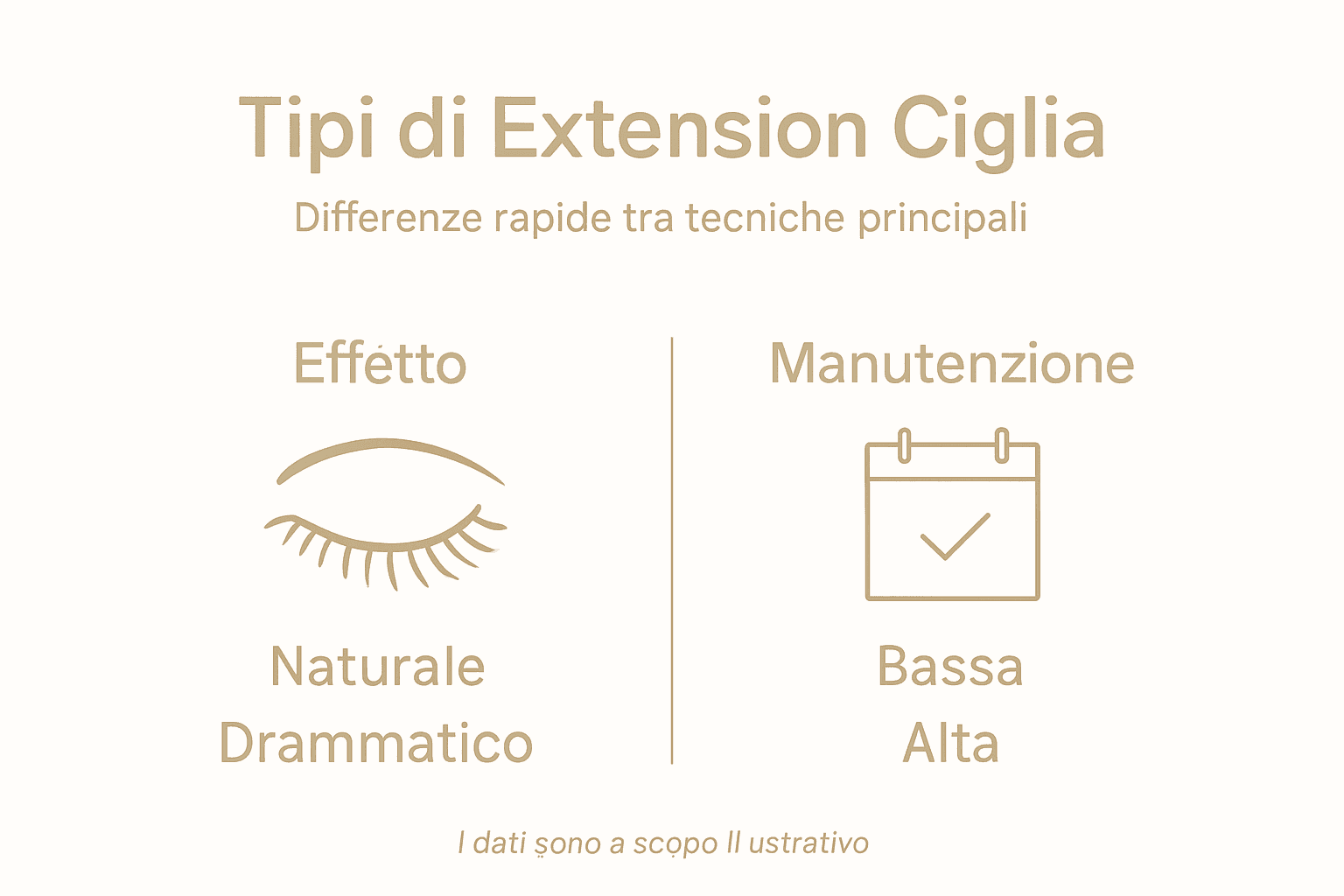 Infografica: confronto tra i principali metodi di applicazione delle extension ciglia