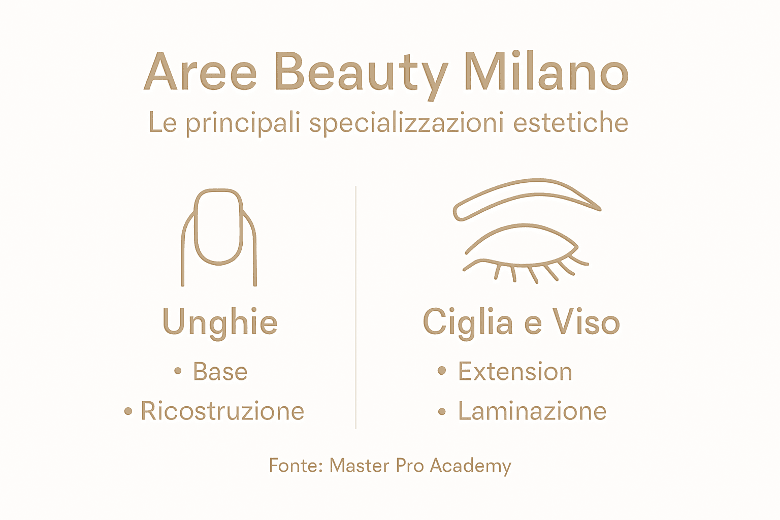 Infografica sulle principali aree di specializzazione nel settore beauty a Milano