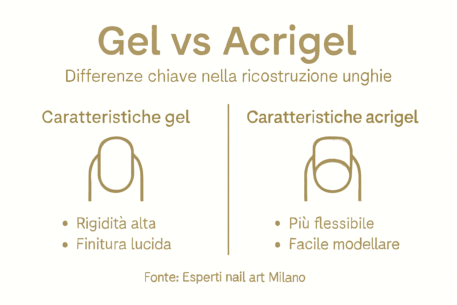 Infografica: differenze tra ricostruzione unghie in gel e acrigel
