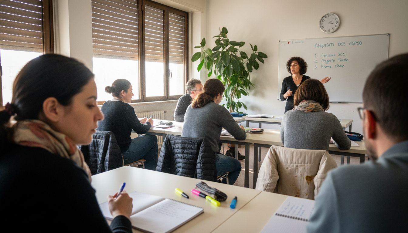 Primo incontro del corso di estetica con partecipanti di ogni età e provenienza