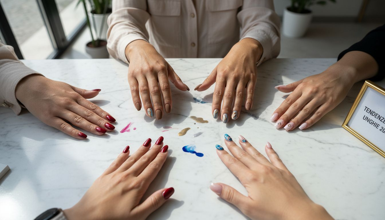 Mani impreziosite dalle tendenze colore per le unghie del 2025