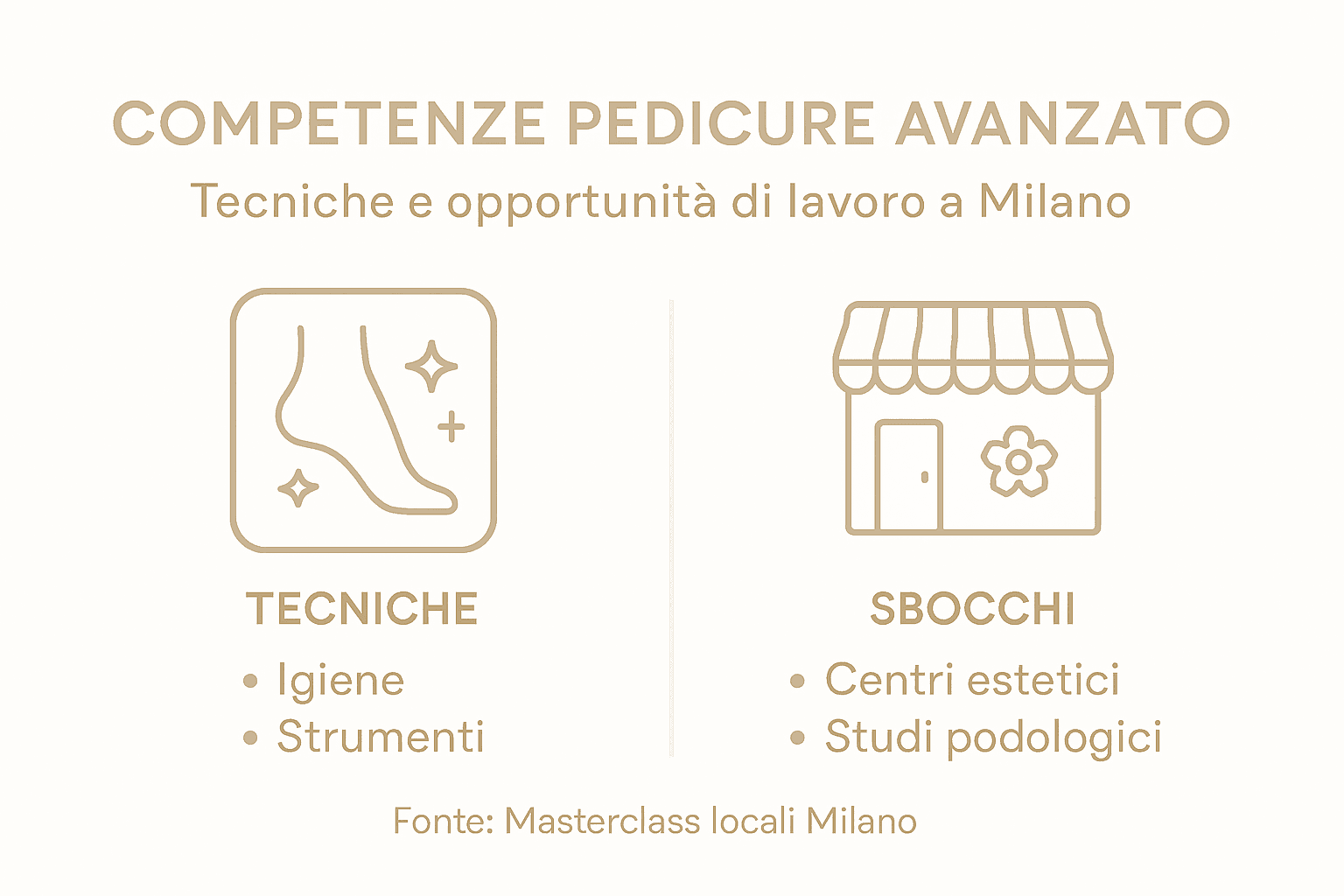 Infografica sulle competenze richieste per diventare pedicure e sulle opportunità professionali nel settore