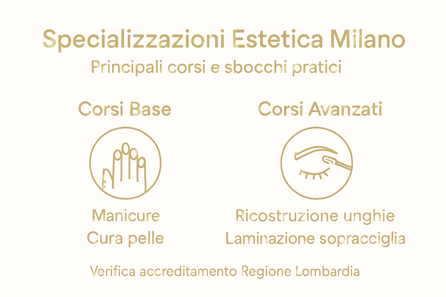 Infografica sulle principali specializzazioni in estetica e sui corsi disponibili a Milano