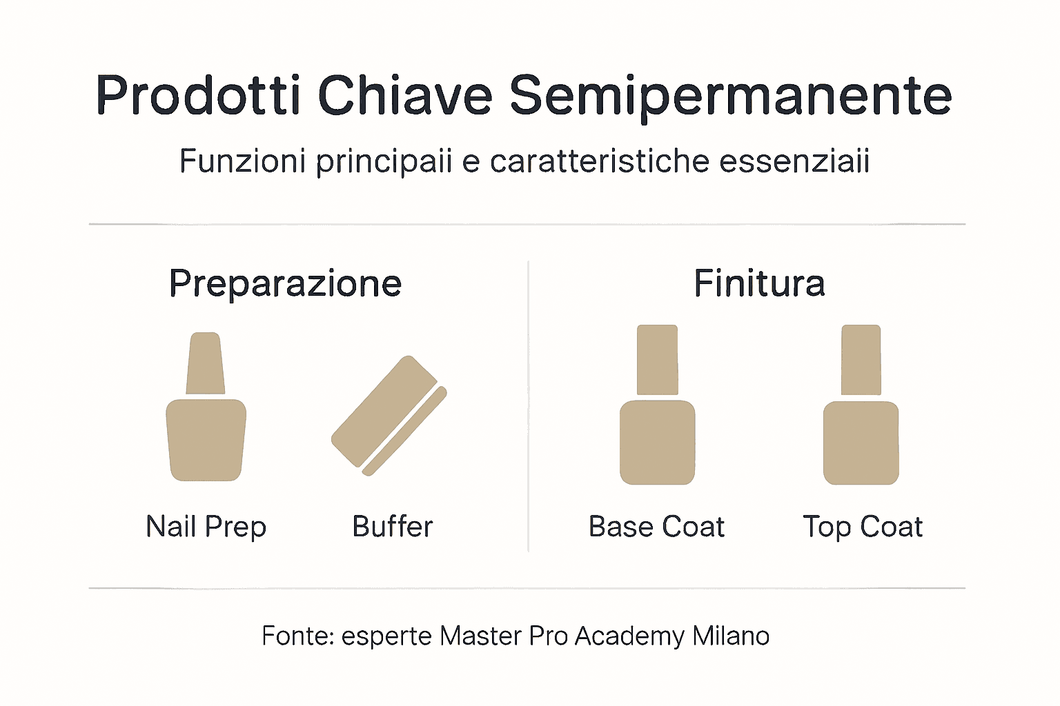 Guida visiva ai prodotti essenziali per la manicure semipermanente