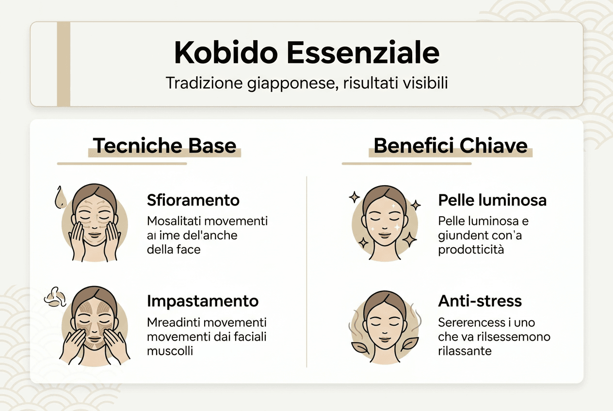 Scopri in questa infografica tutte le tecniche principali e i benefici del massaggio Kobido