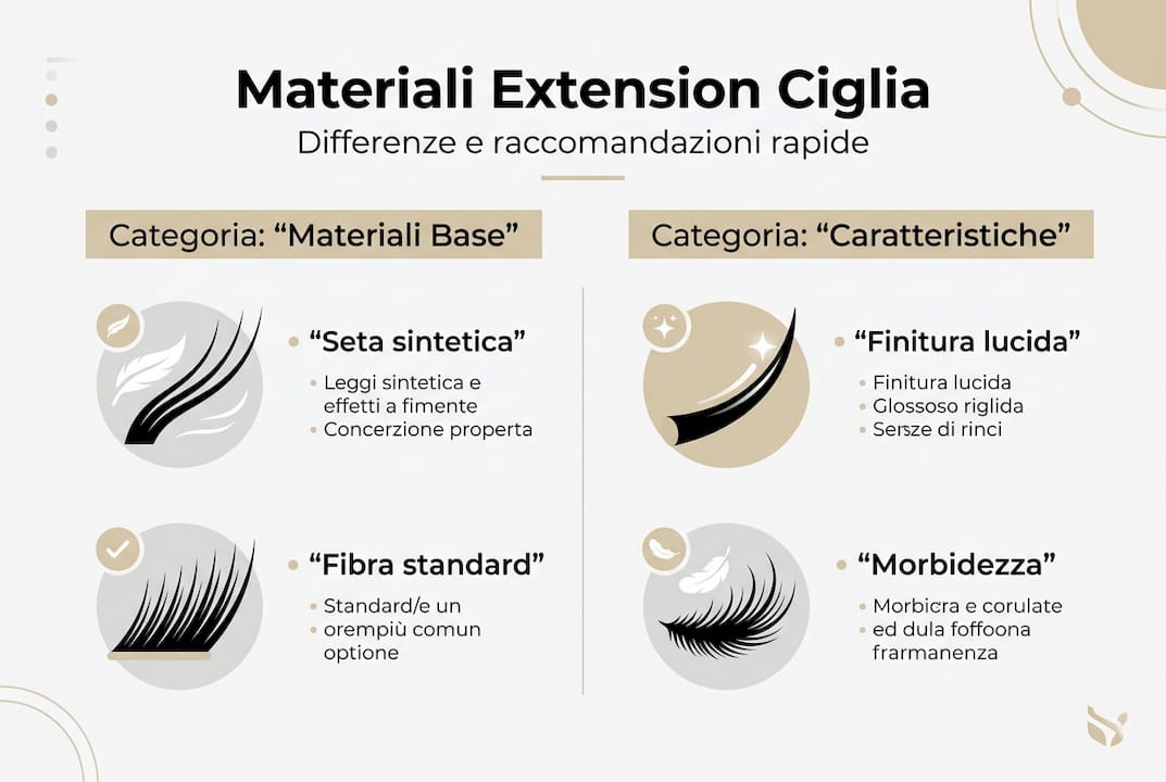 Guida illustrata ai principali materiali utilizzati per le extension ciglia