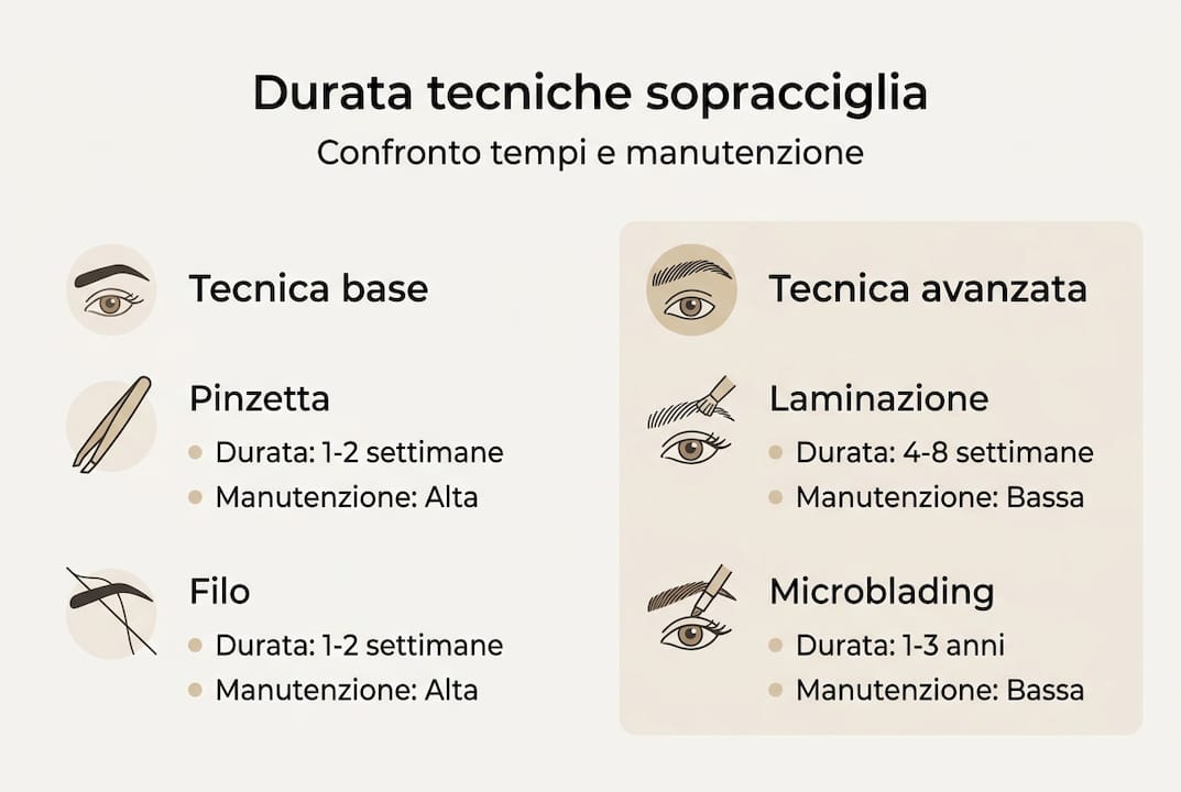 Infografica: le diverse tecniche per valorizzare le sopracciglia a confronto