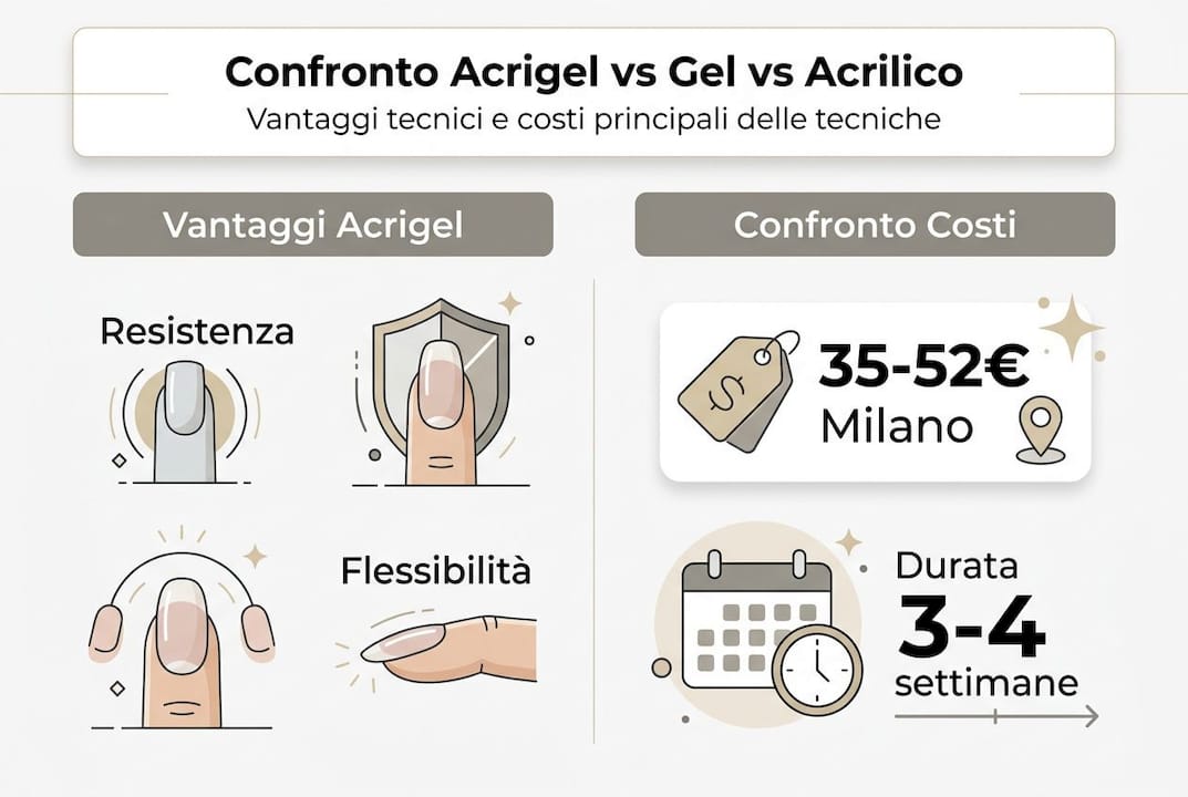 Infografica: differenze tra acrigel, gel e acrilico