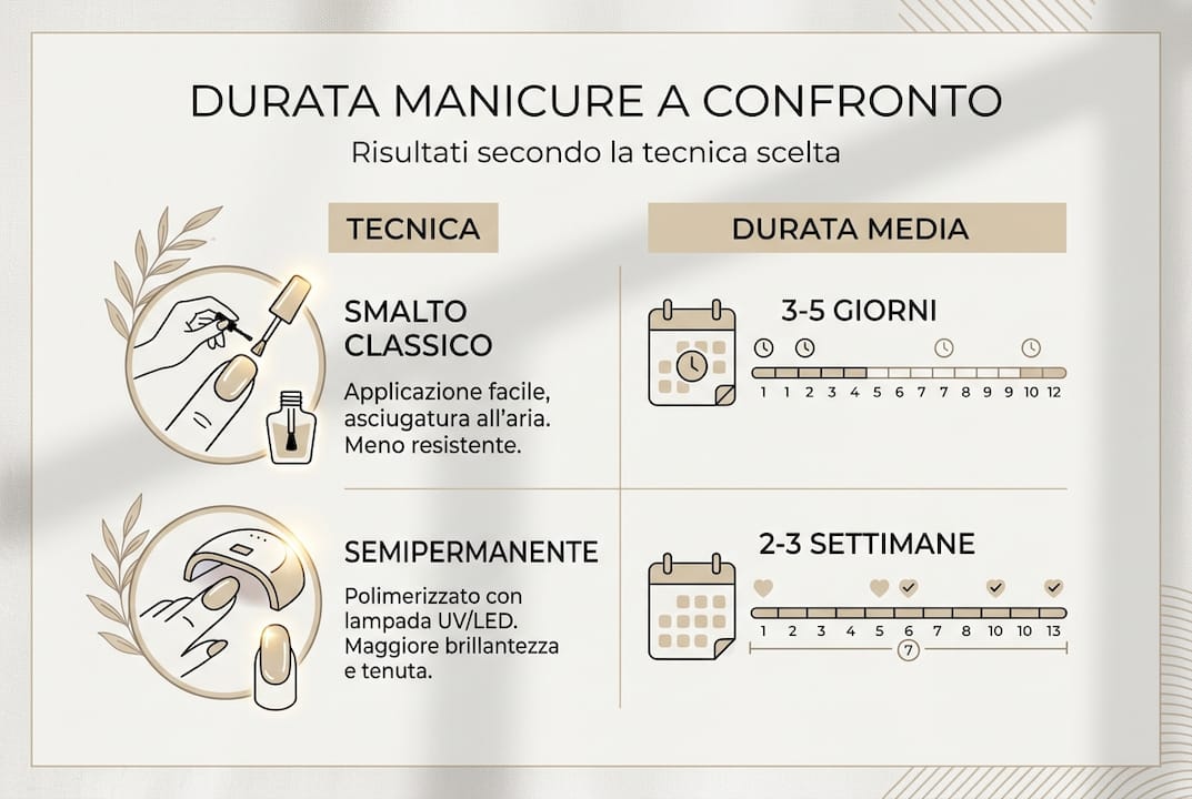 Guida visiva alla durata delle diverse tecniche per la manicure