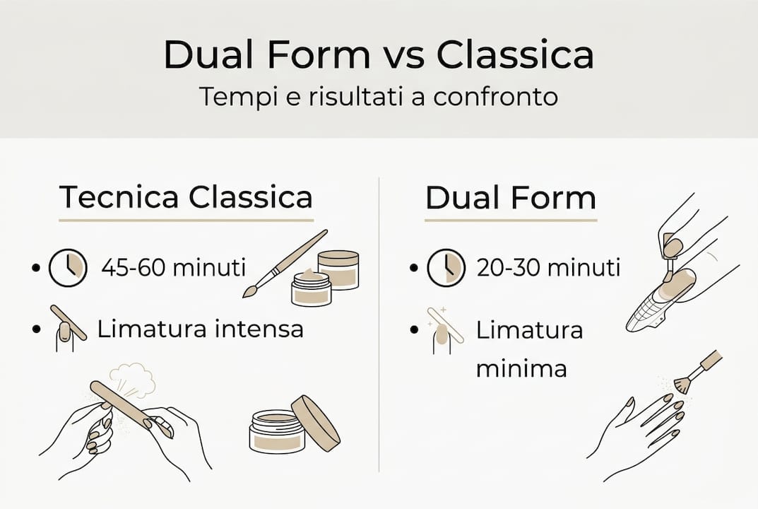 Infografica: confronto tra metodo Dual Form e tecnica tradizionale