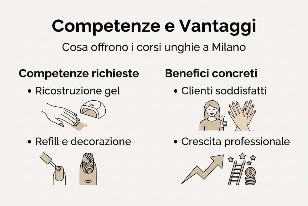 Infografica: tutte le competenze e i vantaggi dei corsi di ricostruzione unghie