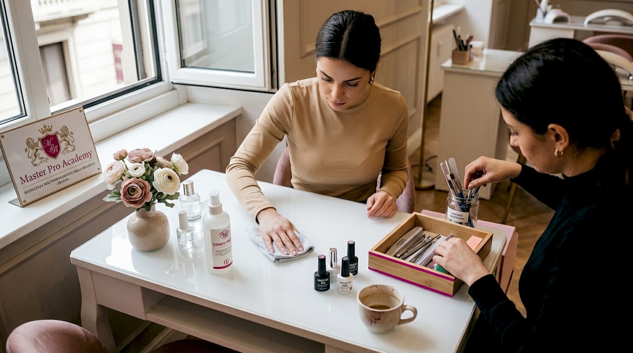 Il personale si occupa regolarmente della pulizia e della sanificazione del salone manicure, garantendo un ambiente sempre igienico e accogliente.