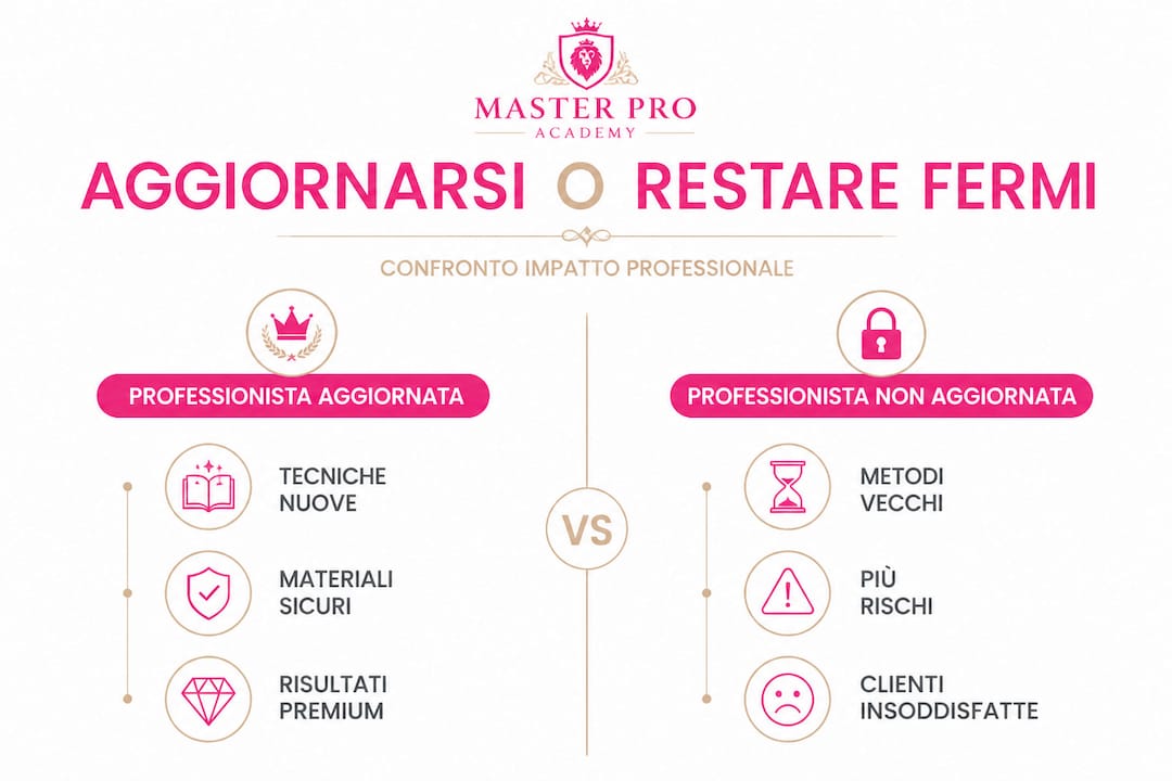 Infografica: differenze tra un professionista sempre aggiornato e uno che non si tiene al passo
