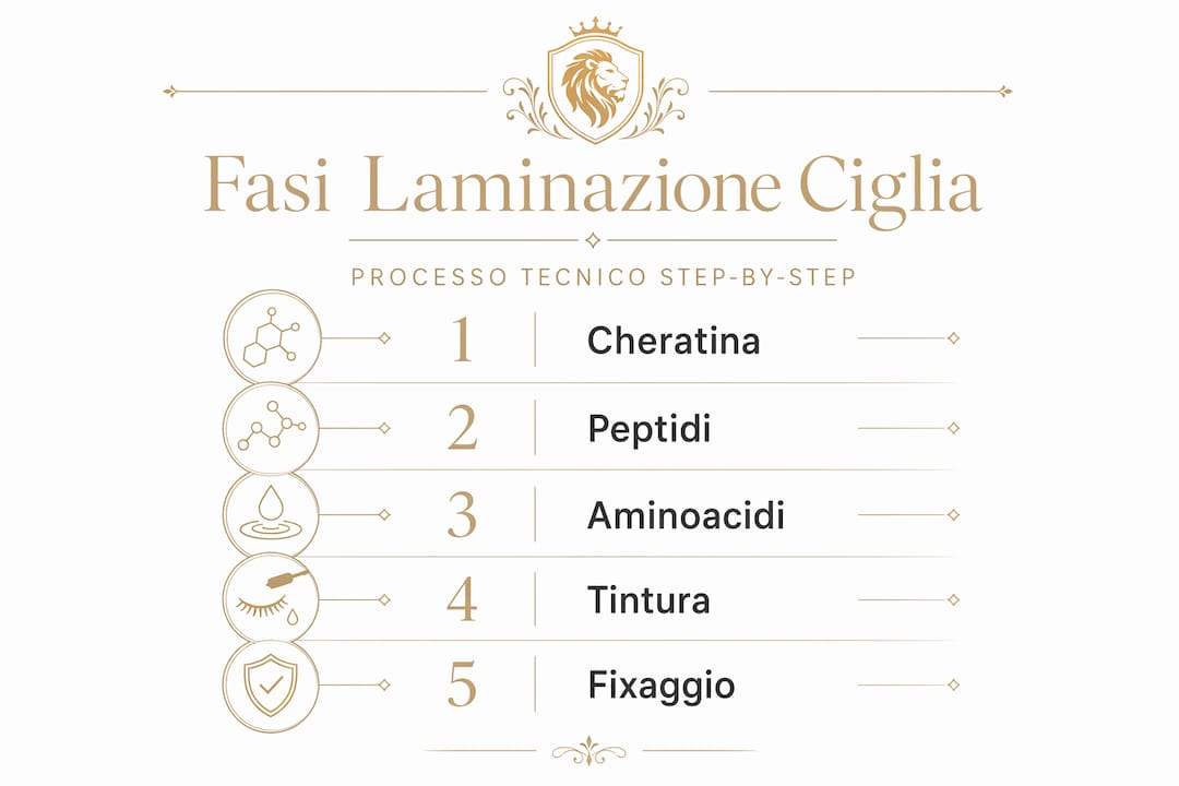 Infografica: tutte le fasi del trattamento di laminazione ciglia