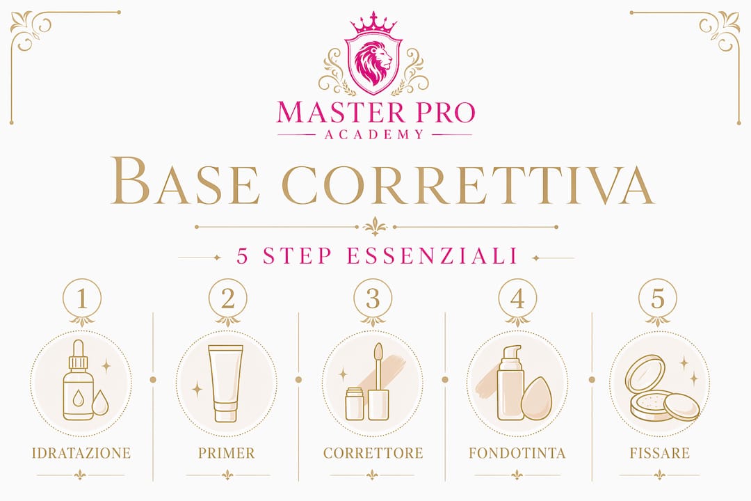 Guida illustrata ai 5 passaggi fondamentali del trucco correttivo