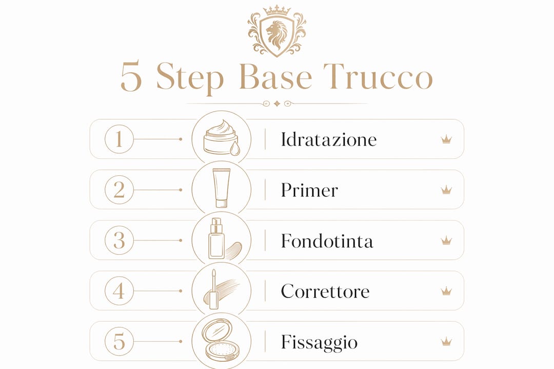 Infografica: i 5 passaggi fondamentali per una base trucco professionale