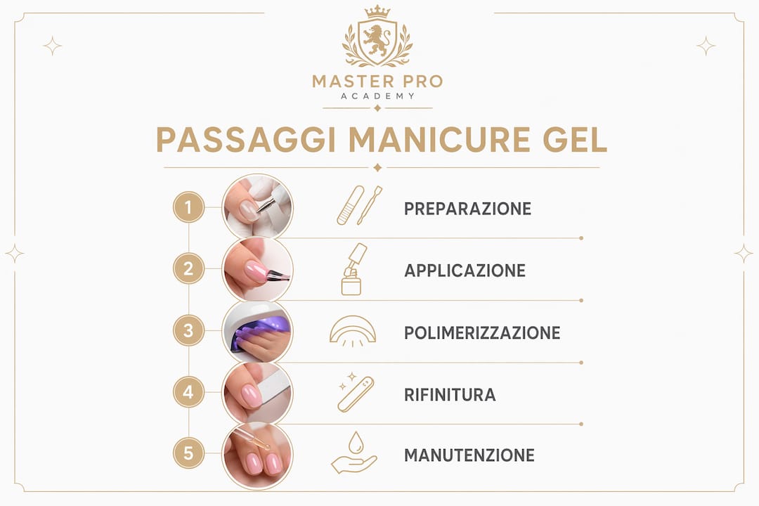 Guida illustrata ai vari step della manicure con gel