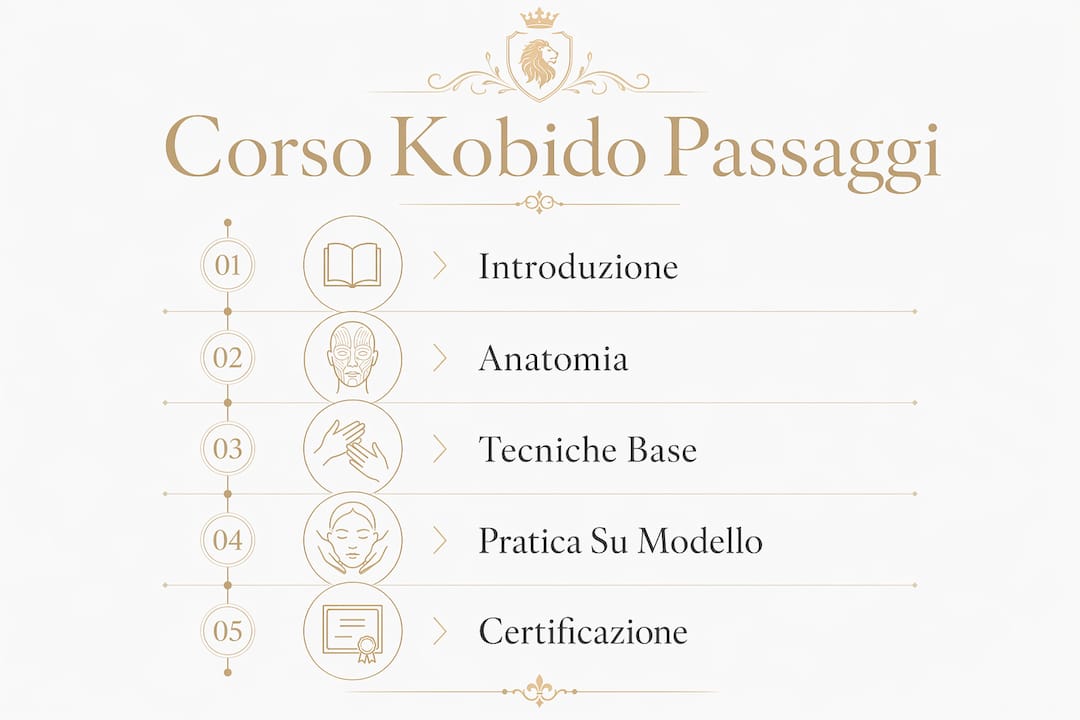 Infografica con le tappe fondamentali del percorso Kobido