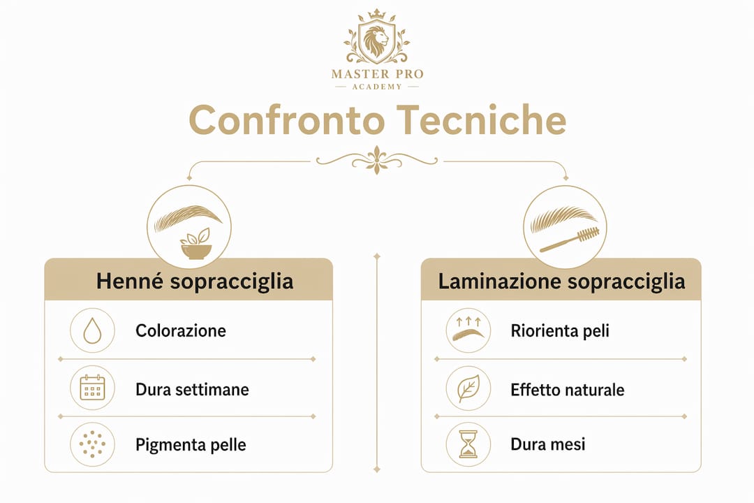 Infografica: differenze tra henné e laminazione per le sopracciglia