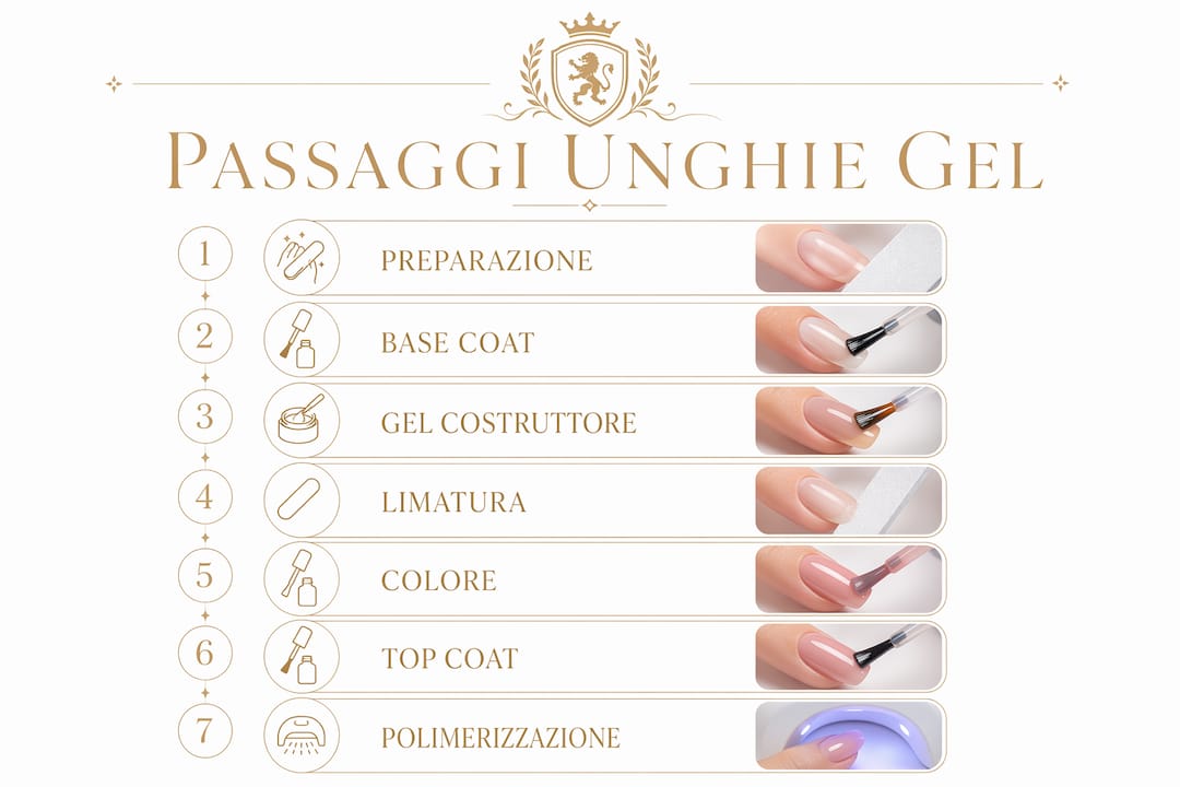 Infografica: tutti i passaggi fondamentali per realizzare unghie in gel perfette